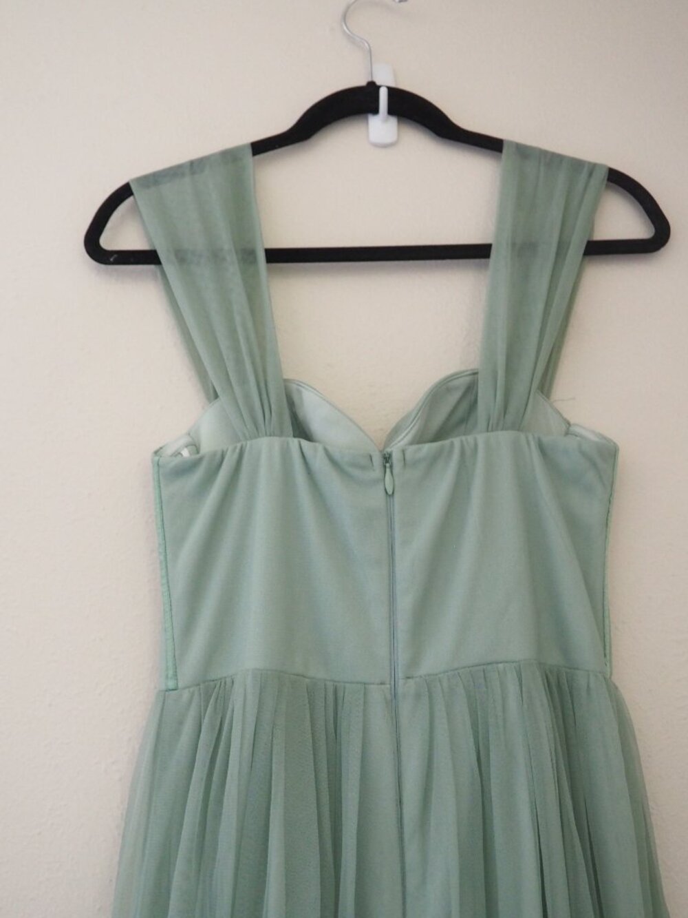 Lulus Sage Green Stunning Personality Mesh Off The Shoulder Maxi Dress sz S - Picture 11 of 11